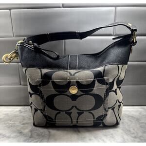 Coach Signature Canvas women Brown and Black Ergo Hobo Bag Type L0726-11957